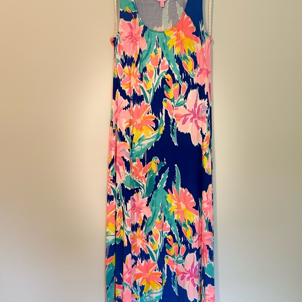 Lilly Pulitzer Floral Natalia Maxi Dress - Pink and Blue - XL - NWOT